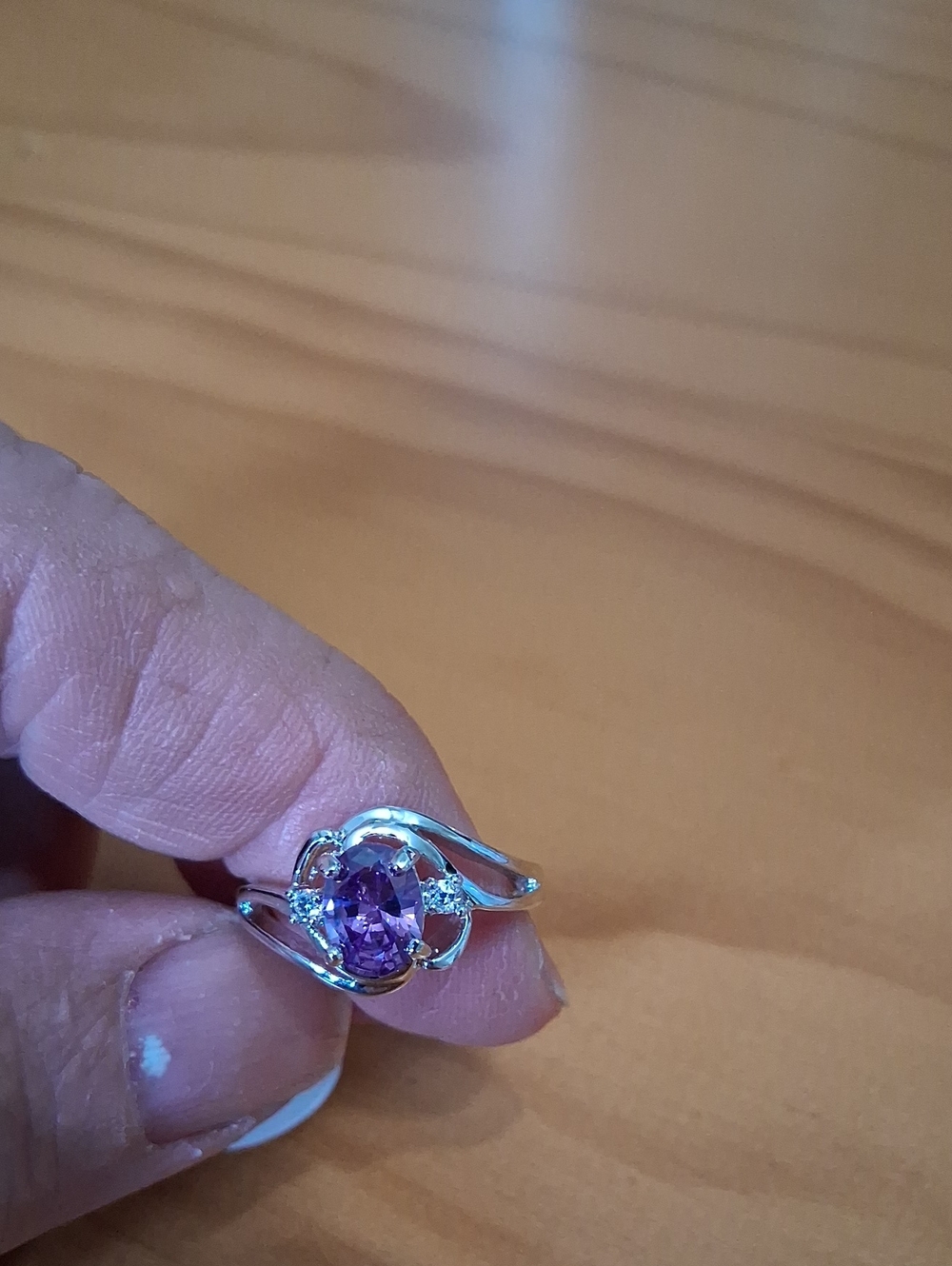 Sterling Silver Purple Oval Gemstone Ring